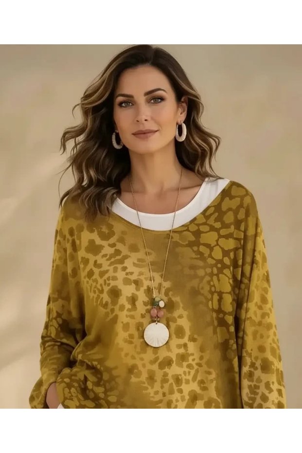 - Italian Leopard Print Tank Top Blouse with Sleeves