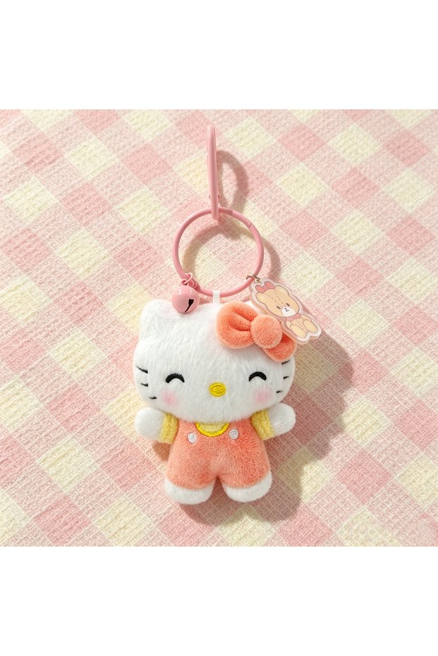 HelloKitty Genuine Sanrio Licensed Bell Series Plush Keychain, Cute Cartoon Character Pendant with A