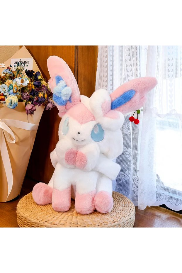 xian zi yi bu 50cm Sitting Pose Sylveon Plush Toy Huggable Soft Fluffy Stuffed Anime Doll Japanese S