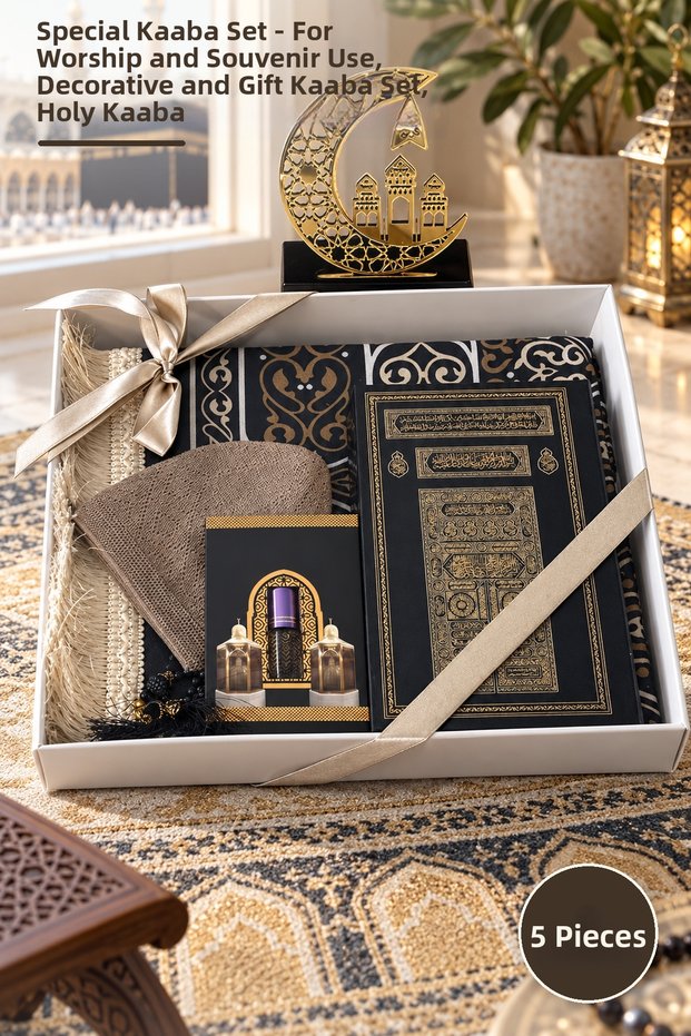 5-Piece Special Kaaba Set – for Worship and Commemoration, Decorative and Gift Kaaba Set, Holy Kaaba