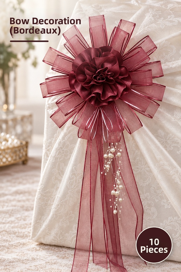 10 Piece Bundle Ornament (Burgundy)