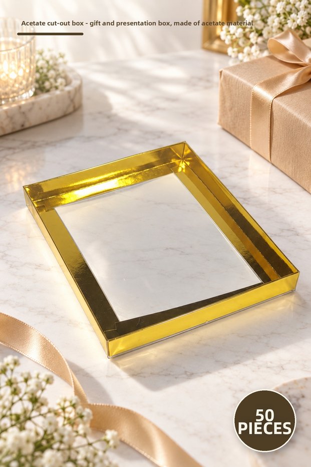 50 Pieces Acetate Cut Box – Gift and Presentation Box, Acetate Material 18X14X2, Color Options Pink Navy Blue White Green Gold, Gift Box Clear Box