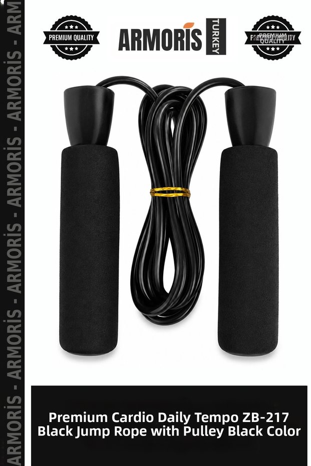 Premium Cardio Daily Tempo Zb-217 Black Jump Rope with Ball Bearings Black Color