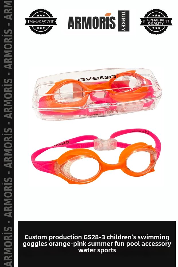 Special Edition Gs28-3 Children's Swimming Goggles Orange-Pink Summer Fun Pool Accessory Water Sports