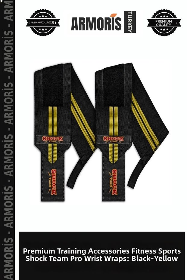 Premium Training Accessory Fitness Sports Shock Team Pro Wrist Wraps Black-Yellow