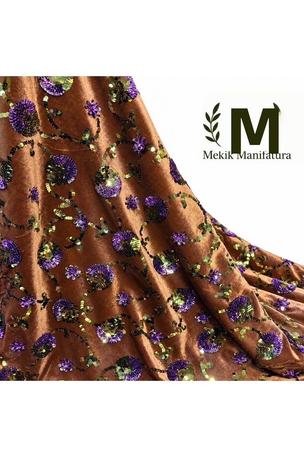 Sequin Embroidered Velvet Fabric (Velvet)