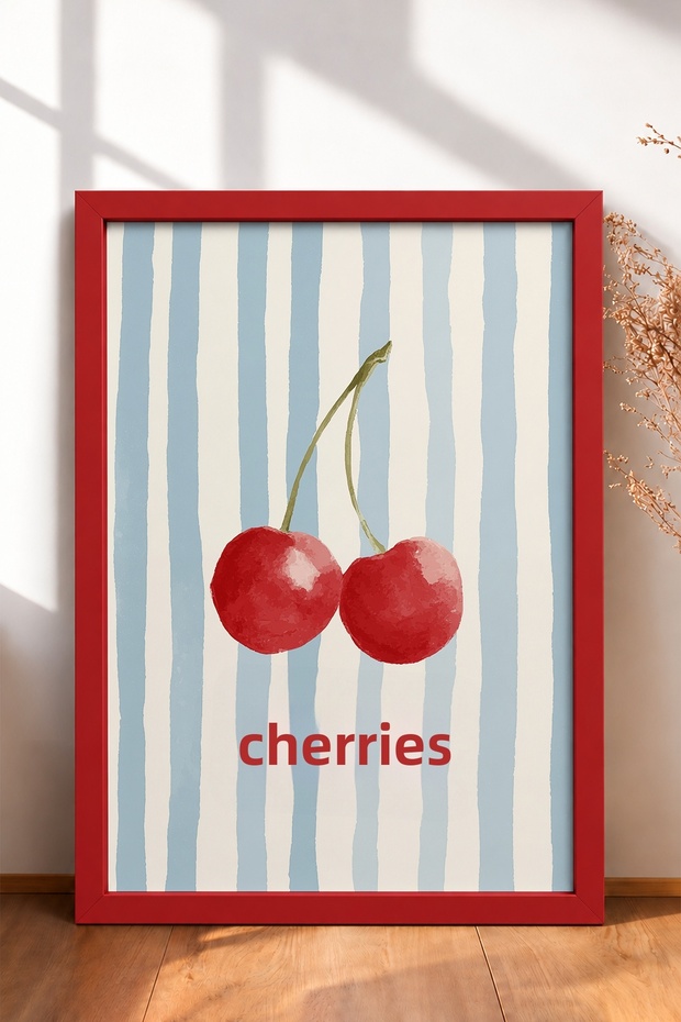 Cherry Blossom Watercolor Painting, Framed, Italy Poster, Living Room, Kitchen, Wall Decor, Itn002.