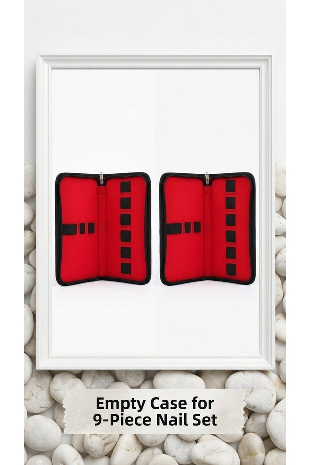 Manicure & Pedicure 💅   Set of 9-Piece Empty Bags. Red Inside, Black Outside