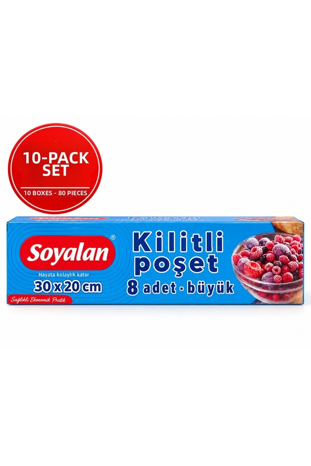 Lockable Bags, Large Size, 30 X 20 Cm, Set of 10 - 80 Pieces.