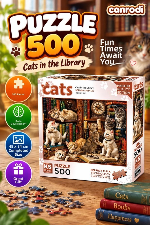 20090 Puzzle 500 Cats in the Library