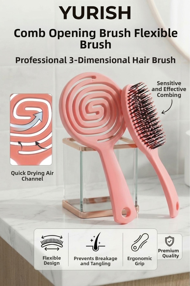Detangling Comb, Flexible Comb, Professional 3D Hair Brush