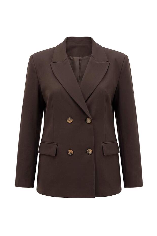 More Sustainable Dark Brown Blazer Jacket Twoaw27Bc00077