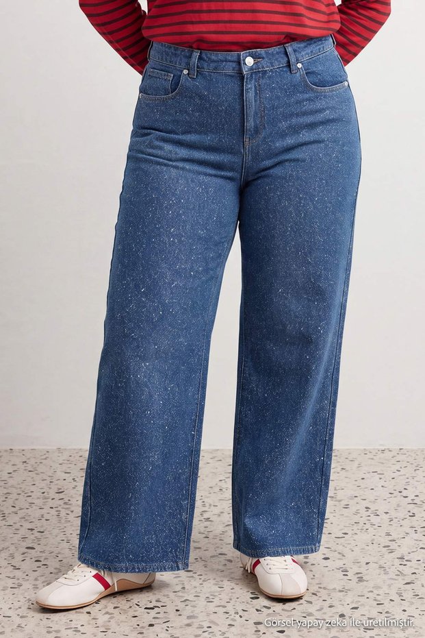 Mavi Wideleg Büyük Beden Jeans TBBAW27CJ00044