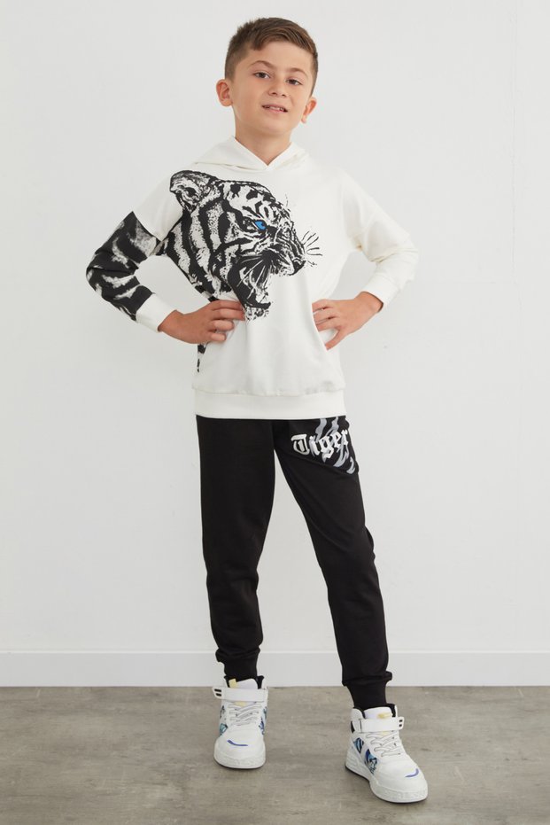 Kaplan Printed Hooded Boys' 2-Piece Tracksuit Set