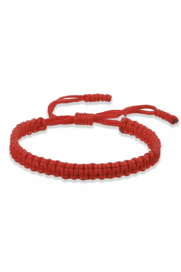 red Handmade Braid String Bracelets Red Black Buddhist Tibetan Woven Rope Good Luck Amulet Bracelet