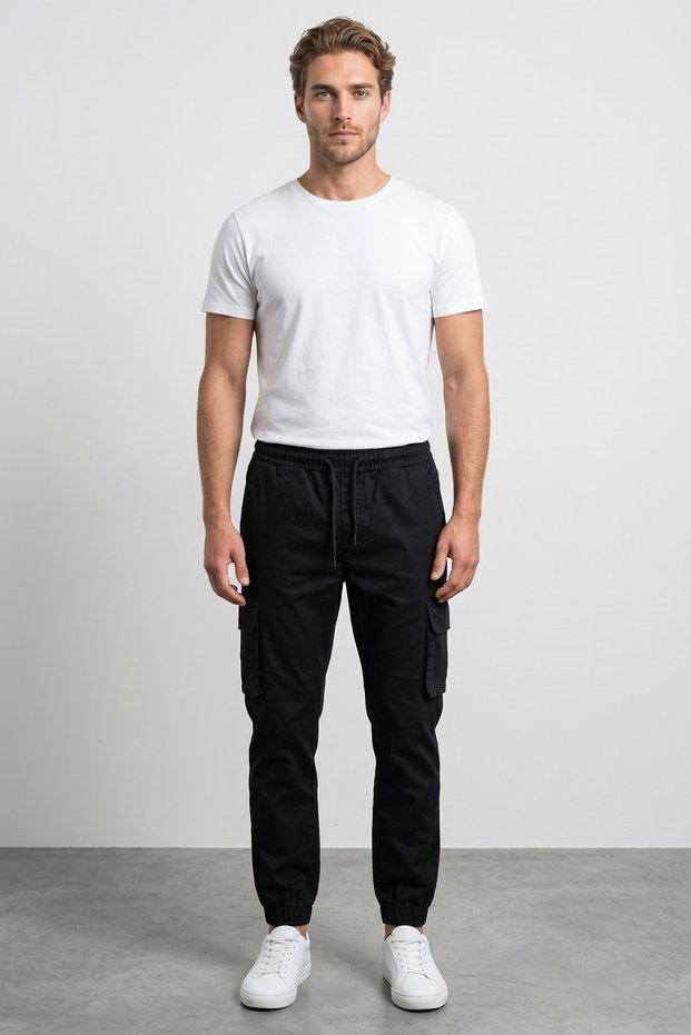 Beli Tied-Waist Jogger Pants with Cargo Pockets