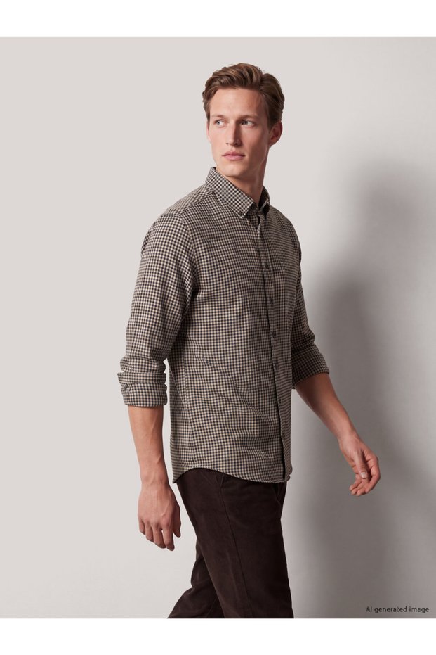 Sparkling Choices from Shining Store Standard Fit Plaid Embroidered Men's Lumberjack Shirt