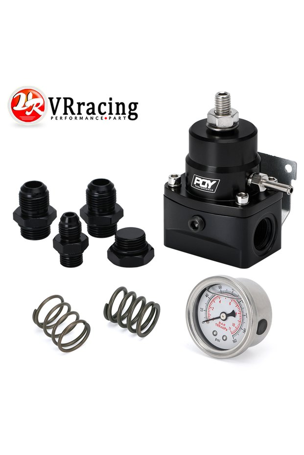 Universal Aluminum Fuel Pressure Regulator AN8 Feed & AN6 Return Line W/ 0-160PSI Gauge Set 3-20 20-