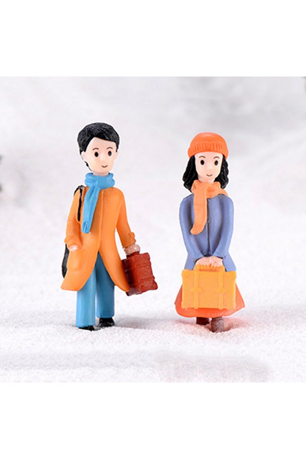 1Pair 2pcs Travel Couple DIY Mini Miniature Fairy Garden Dollhouse Decor Micro Landscape Miniature F