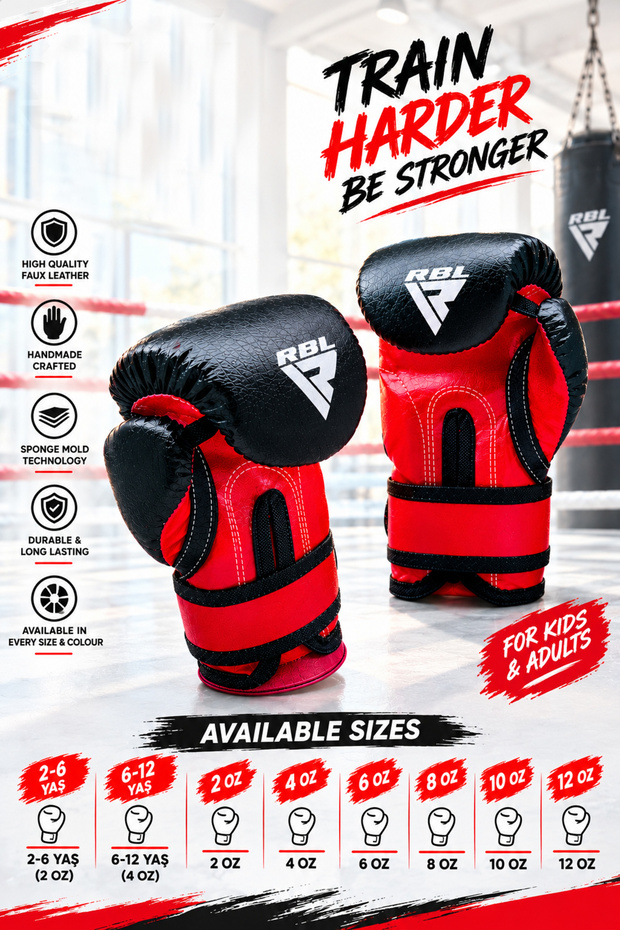 Rbl-Only for Children!! Custom Red and Black Series Boxing Training Gloves