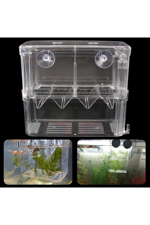 L Breeder Acrylic Isolation Box Transparent Aquarium Hatchery Double-Deck Fish Tank Breeding Incubat