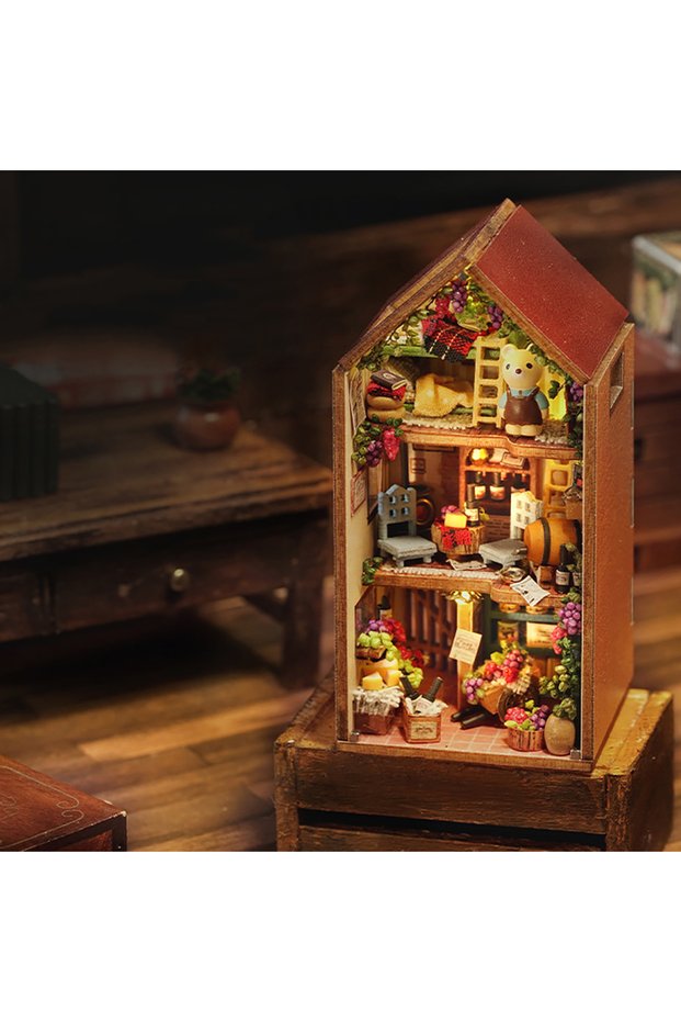 QH-003 Doll House Miniature 3D Puzzle Toys Wooden Dollhouse Handmade Assembly Models For Teenagers B