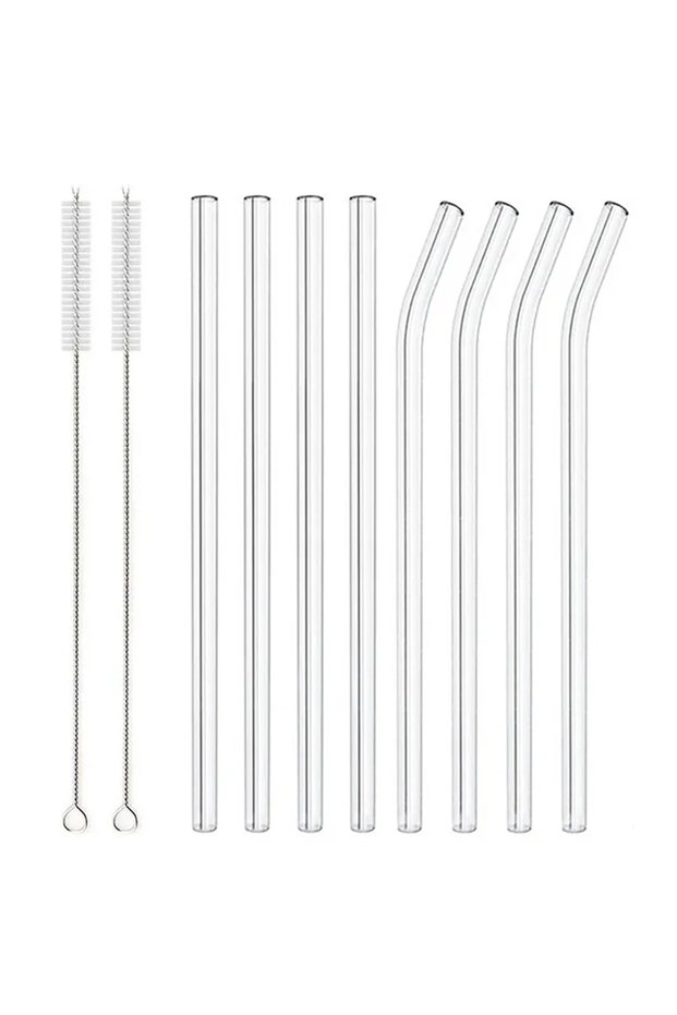 Transparent 8Pcs 8Pcs Reusable Drinking Straw Colorful Glass Straws Eco-friendly High Borosilicate