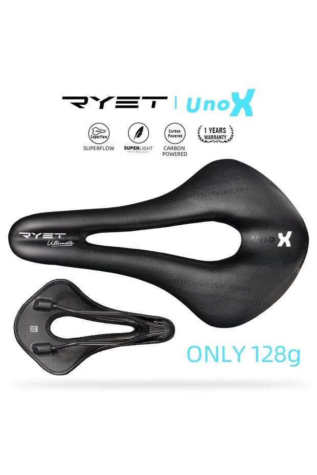 UNOX Black RYET Carbon Bike Saddle Ultralight Leather Road Bike MTB Racing Pu Soft Seat Cushion Bicy
