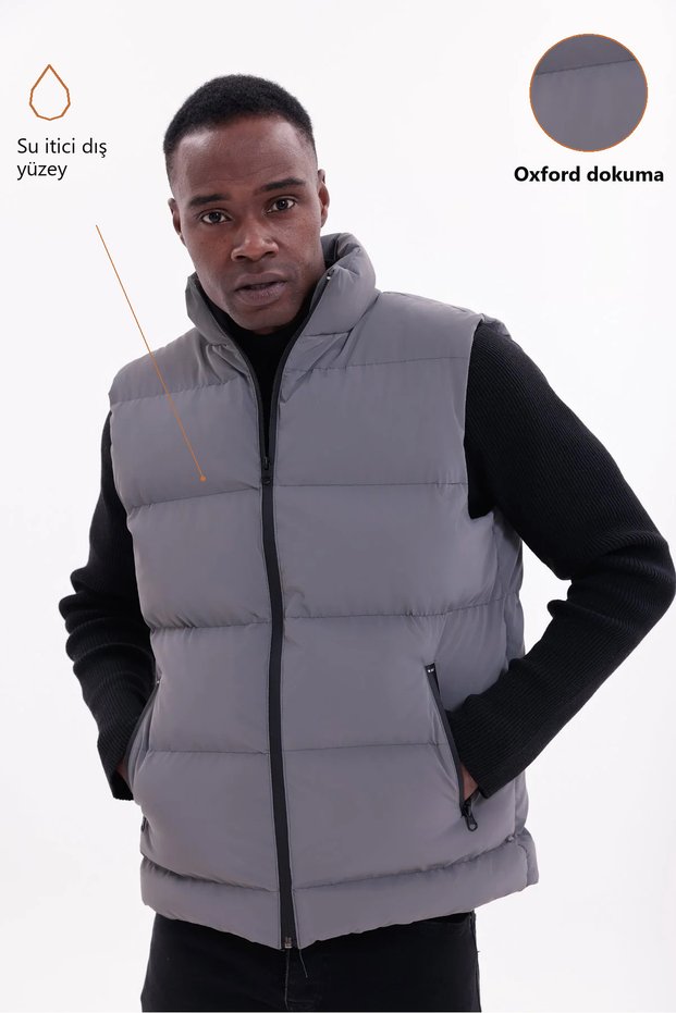 Men's Nova Fabric Puffer Vest with Lightweight Filling, Zippered Pocket, Water-Repellent, Relaxed Fit