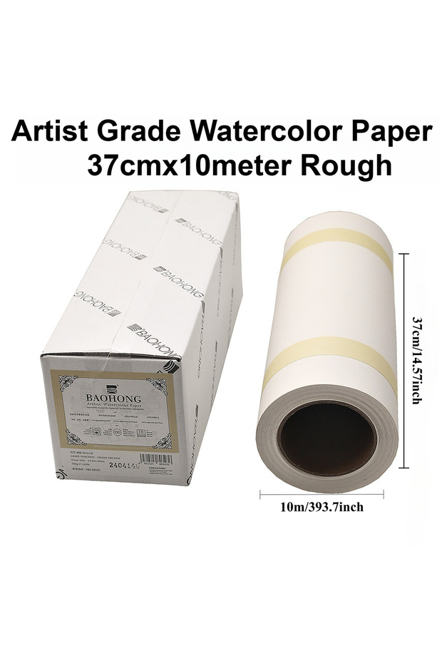 Artist Roll 37cmx10m Rough New Baohong Artist Grade 100% Cotton Watercolor Master Paper Roll 27cm/3