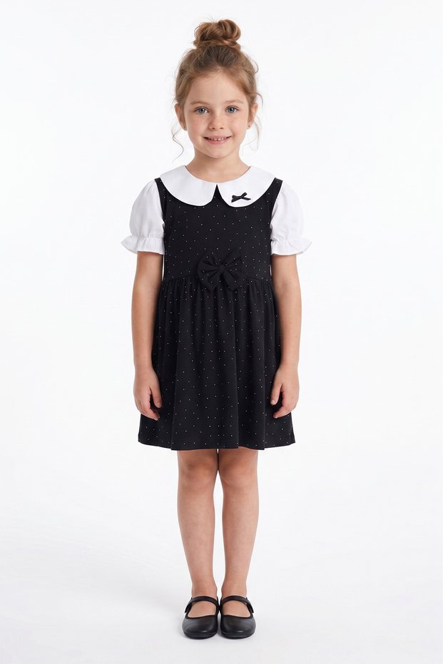 Stoned Baby Collar Bowknot Girl's Dress
