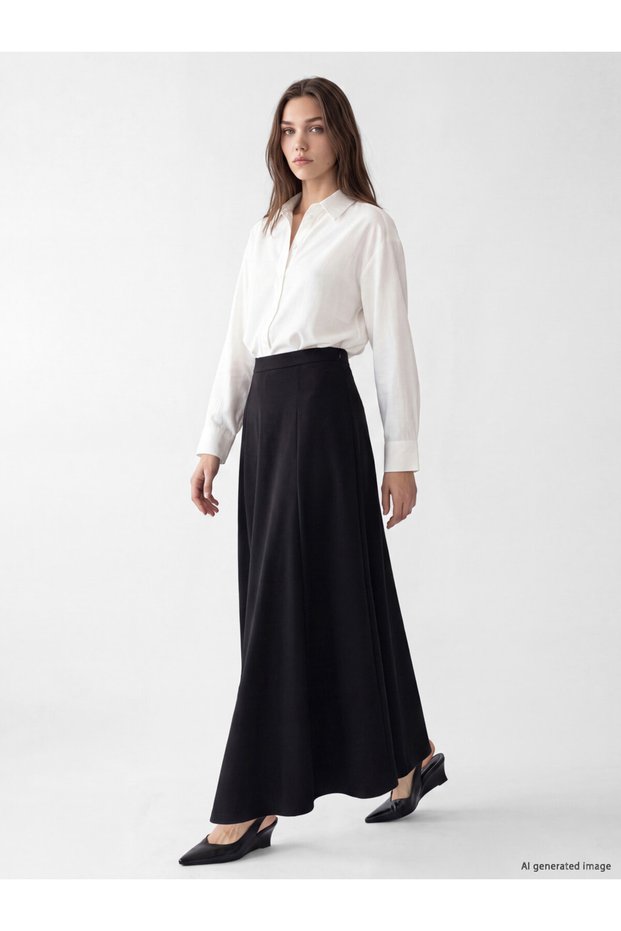 Zippered Waist Flared Skirt for Style Enthusiasts from Uzg Store