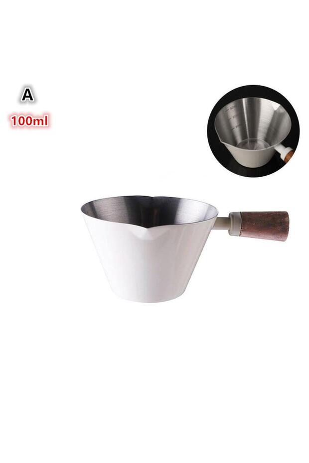A White Stainless Steel Coffee Measuring Cup - 100ml Multi-Purpose Espresso & Milk Ounce Cup with Me