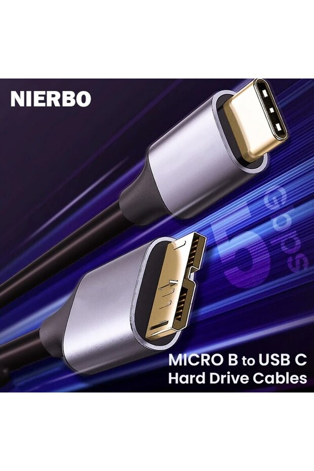 2 m NIERBO USB C to Micro B Cord Hard Drive Cables Braided USB 3.0 Type C Male to Micro B Male Cable