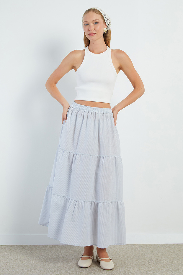 Striped Layered Maxi Skirt