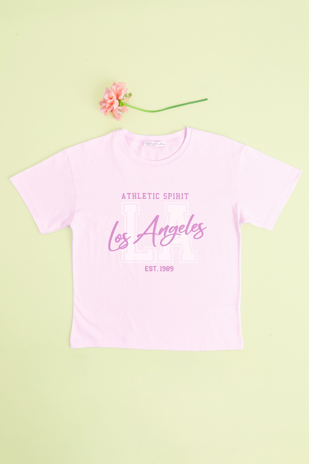 Los Angeles Printed Girls Cropped T-Shirt