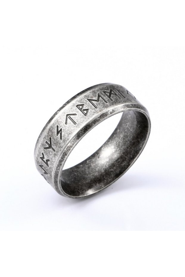 Silver 12 Europe and The United States New Vintage Viking Rune Ancient Ring Men's Fashion Trend Retr