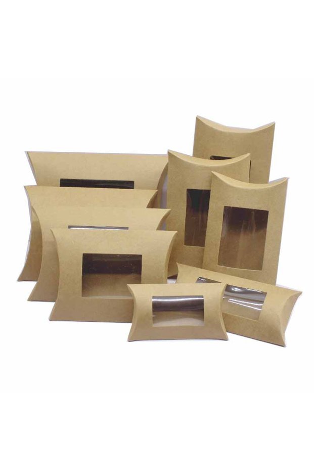 10box window 10x6x2cm 10 Pcs DIY Gift Packaging with Windows, Kraft Paper, Multi Size Pillow Packag