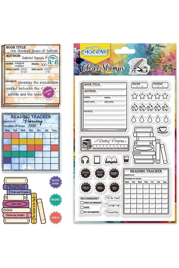 AECH06-15256 Reading Diary Clear Stamps Book Review Transparent Stamps Silicone Clear Stamp Seals fo