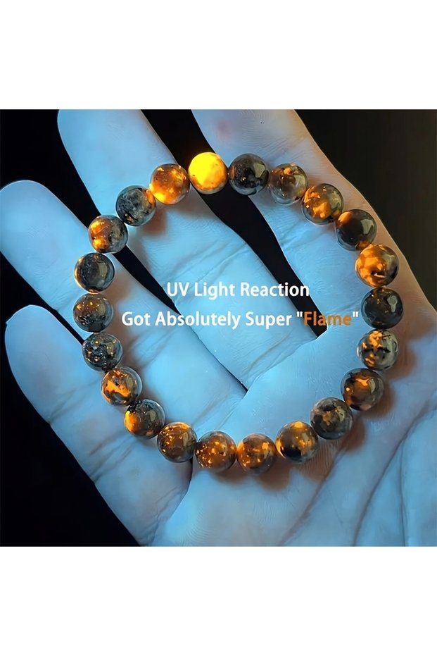 8mm bead bracelet yooperlite bracelet Natural Yooperlite Bracelet Flame With UV Light Reactive Medit