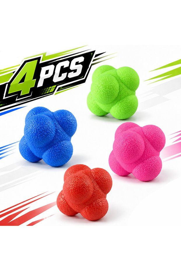 4PCS Hexagon Reaction Ball Agility Training Ball for Basketball Football Adult Coordination Reflex S