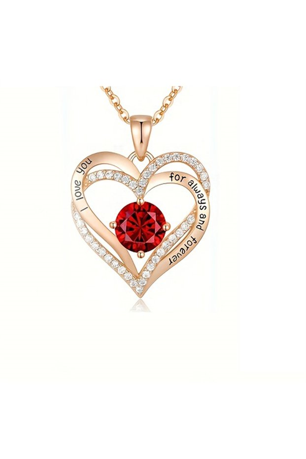 Only Necklace Luxury Red Zircon Pendant Necklaces with Rose Flower Gift Box For Girlfriend Women I L