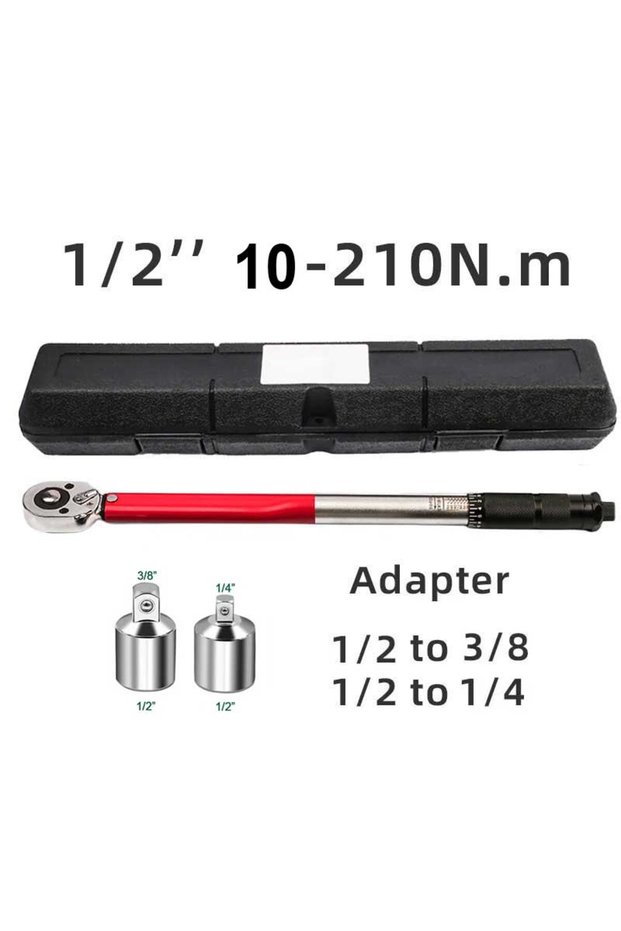 A10-210N.m adapter 10-210N.m Torque Wrench 1/2" Precise Reversible Ratchet Torques Key Professional
