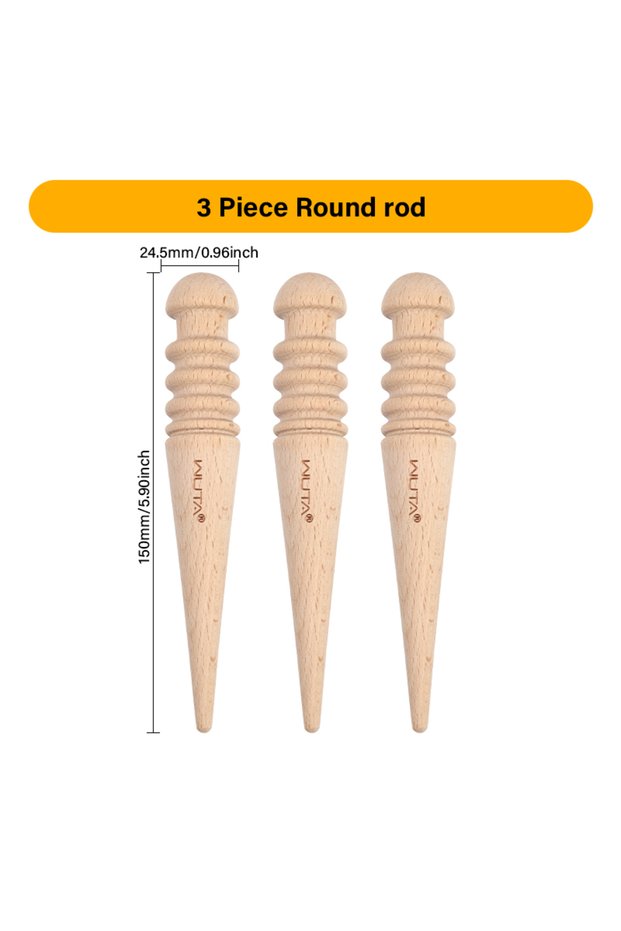 Round rod-3 pcs WUTA 1PC Leather Burnisher Wood Slicker Rounded Edge Burnishing Groover Tool DIY Pol
