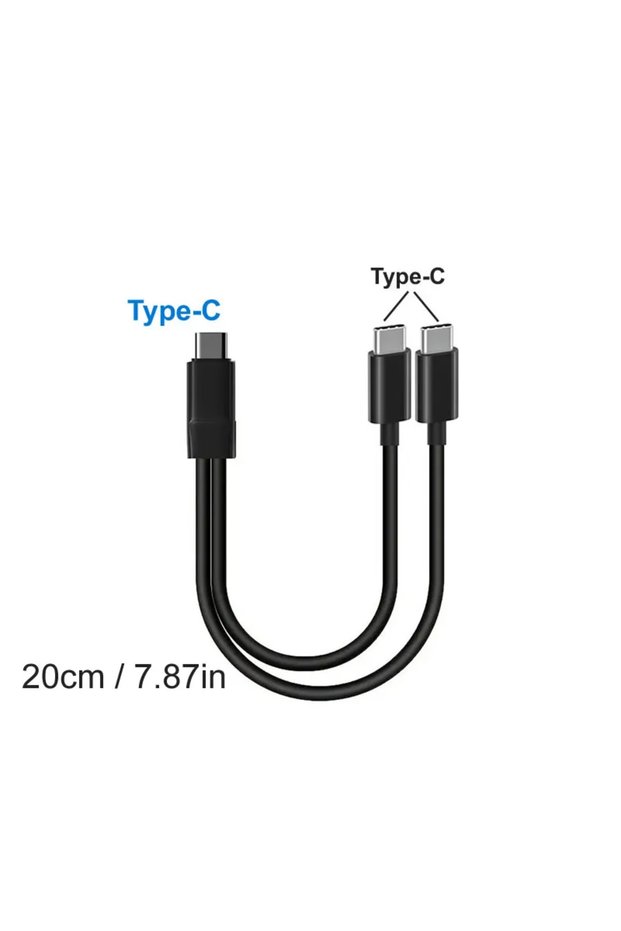 C to 2xType-C 20cm 20cm Short USB-C to Type C / Micro Splitter Cable Charging 2 in 1 Power BanK USB