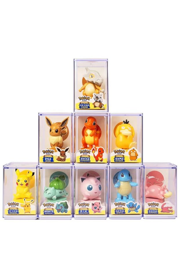 9PCS(Whole Set) 9 Style Pokemon Action Figures Toys Pikachu Squirtle Cubone Seal Cartoon Series Anim