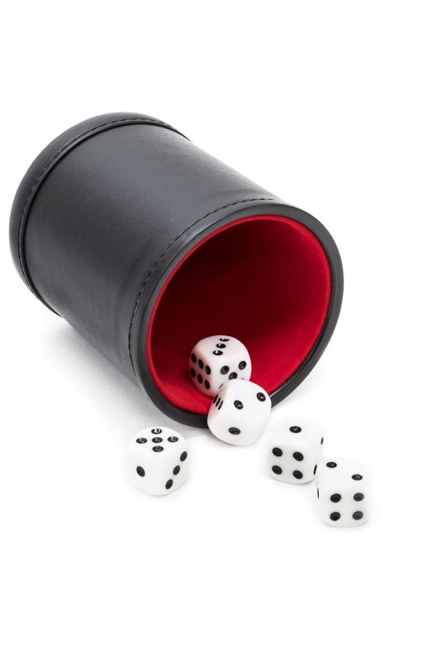 Leather Dice Cup Set with 6 Dot Dices Red Lining Interior Quiet in Shaking for Liars Dice Farkle Yah