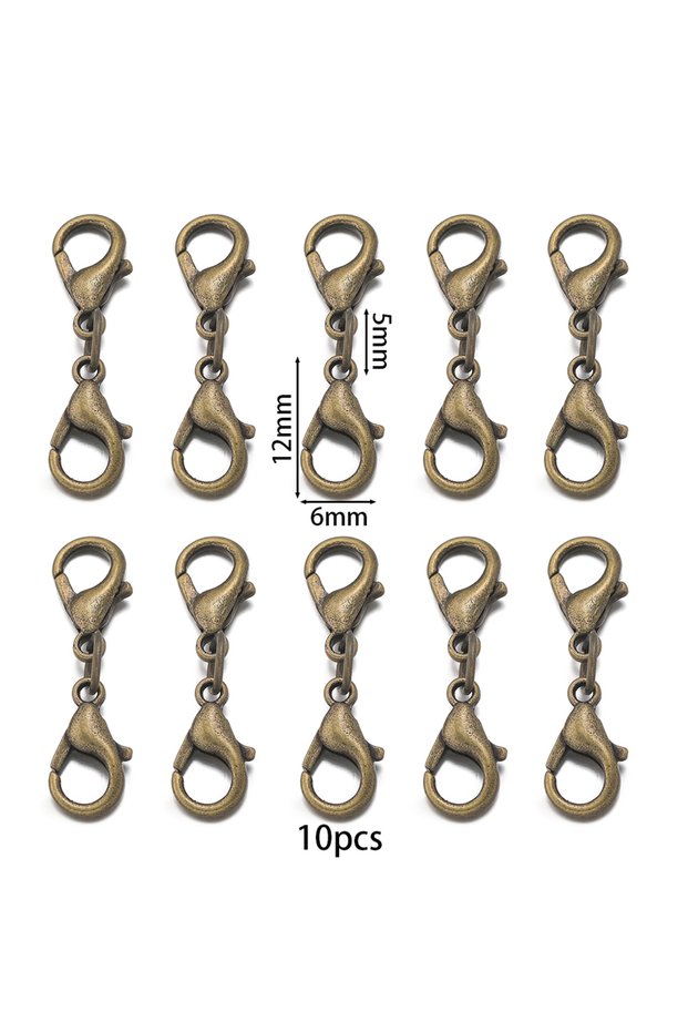 Bronze 10pcs/Lot Bracelet Necklace Connectors Findings Double Lobster Clasp for DIY Bracelet Necklac