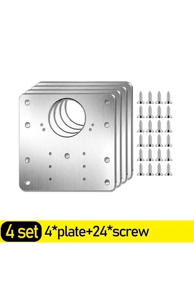 A- 4sets Wholesale Stainless Steel Cabinet Hinge Repair Plate Kit Door Hinge Mounting Plate with Hol