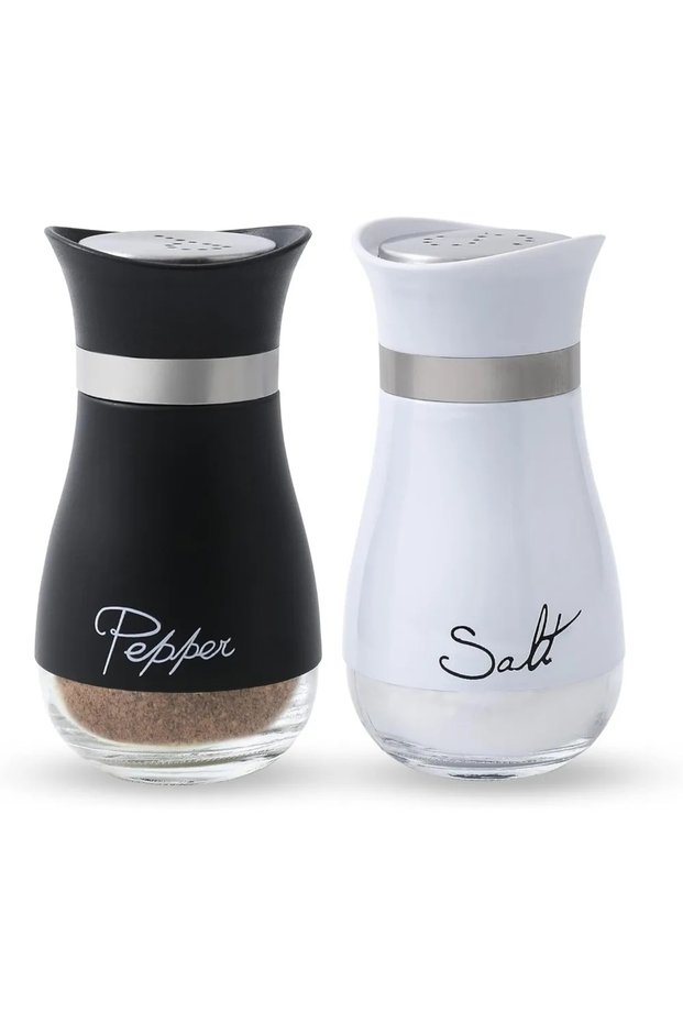 Black and white 2 Pack Salt and Pepper Shakers Kitchen Accessories Spice Jars Portable Salt and Pepp